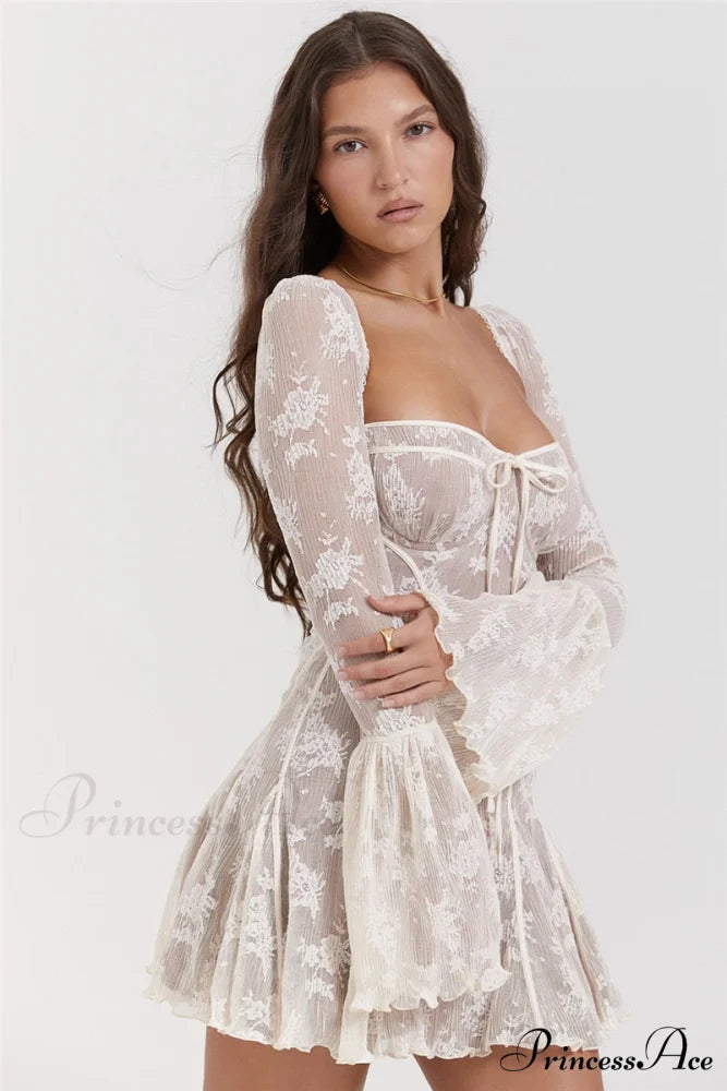 Lace Serenade Flare Charming Sleeve Mini Dress
