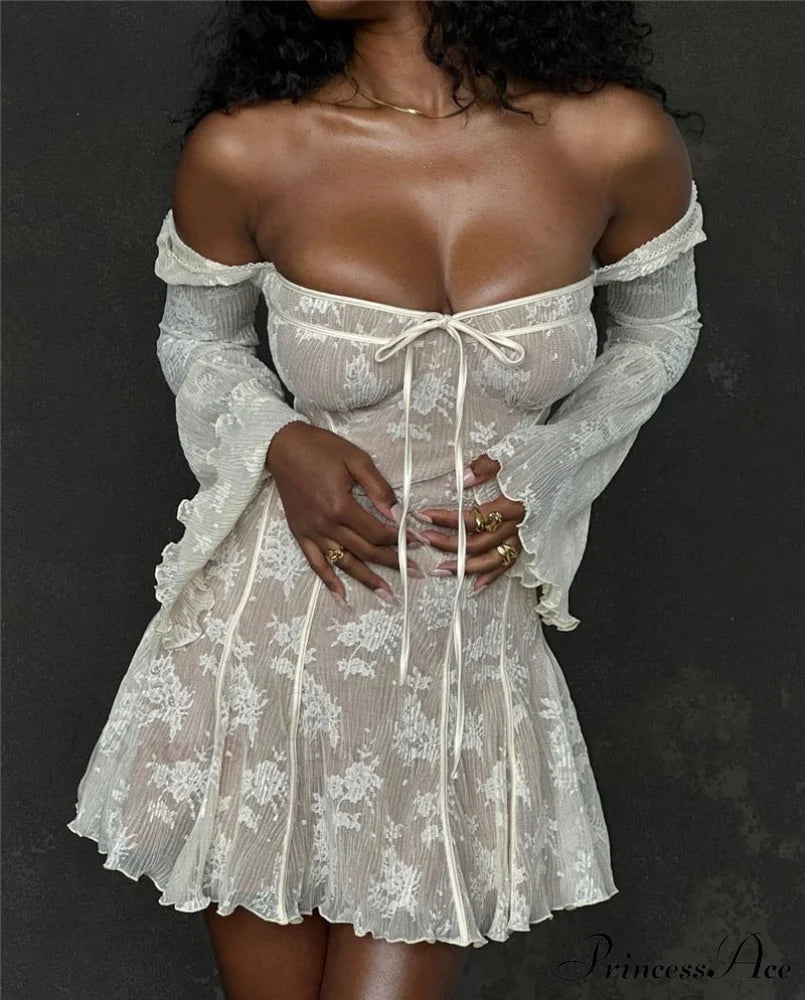 Lace Serenade Flare Charming Sleeve Mini Dress