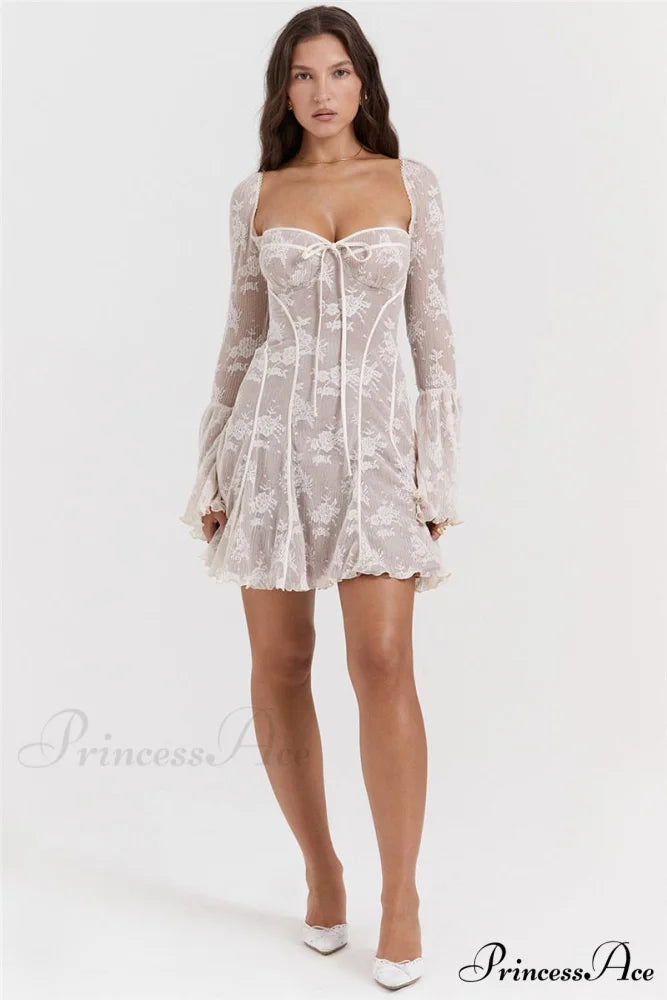 Lace Serenade Flare Charming Sleeve Mini Dress