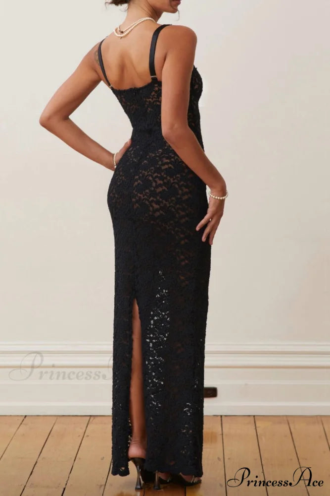 Lace Slit Cami Dress