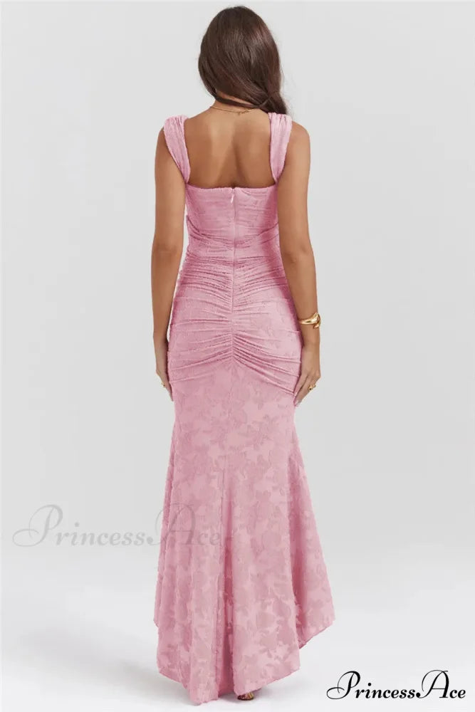 Lace Textured Strap Charming Wrap Midi Dress