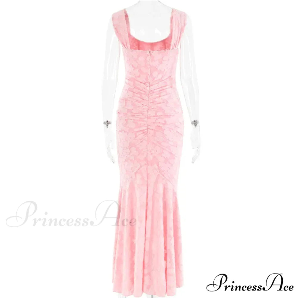 Lace Textured Strap Charming Wrap Midi Dress