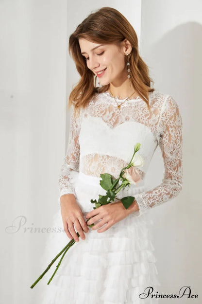 Lace Tiered Ruffle Charming Tulle Maxi Dress