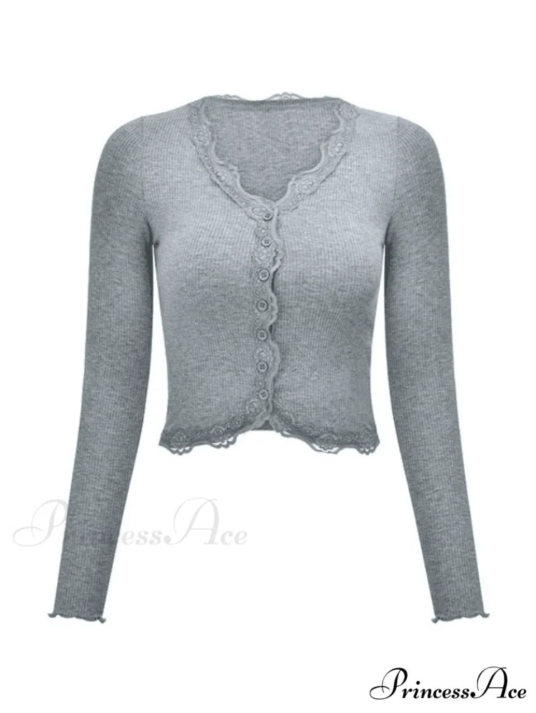Lace Trim Button Trendy Front Crop Cami Top
