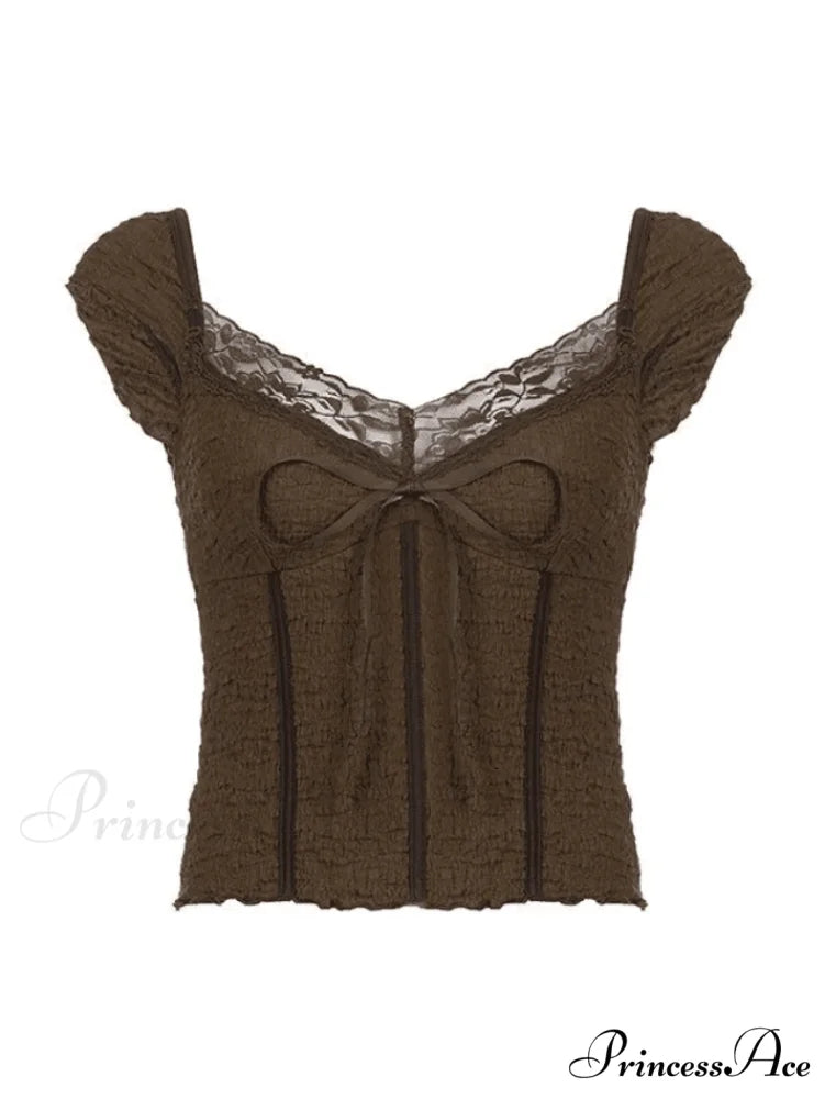 Lace Trim Graceful Buttoned Knit Top