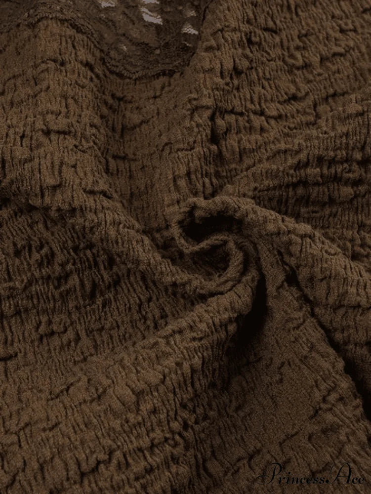 Lace Trim Graceful Buttoned Knit Top