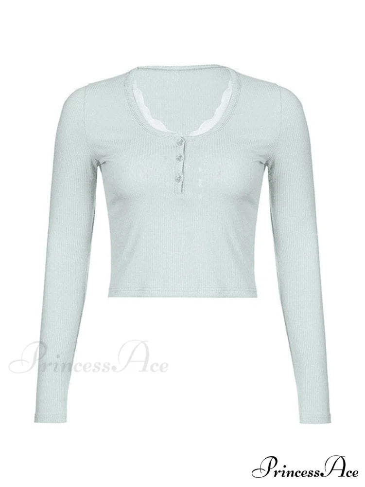 Lace Trim Graceful Knit Crop Top