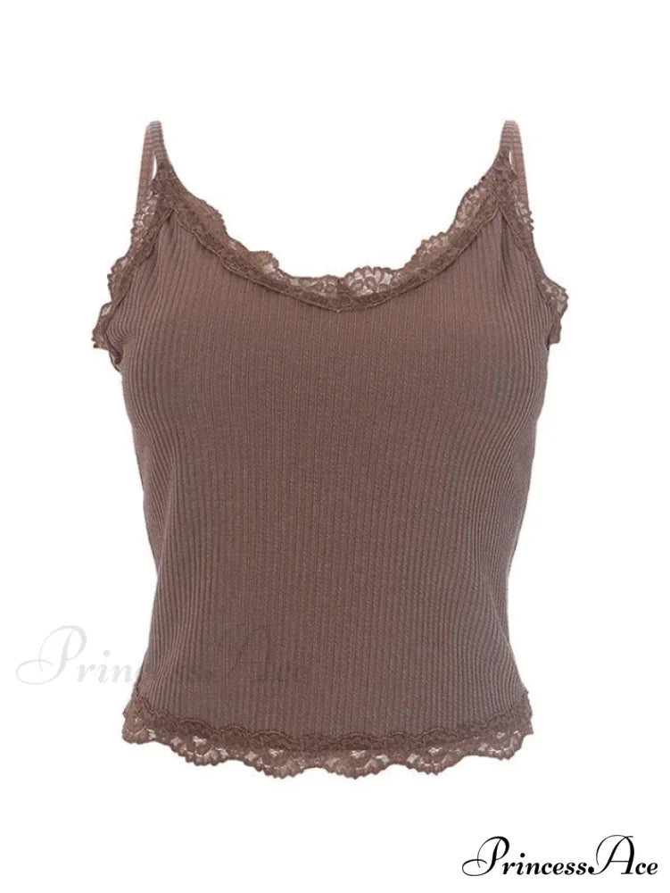 Lace Trim Moth Trendy Print Crop Cami Top