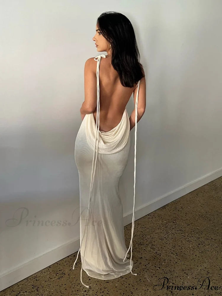 Lace-up Backless Dress M / Orange