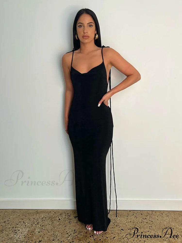 Lace-up Backless Dress S / Green
