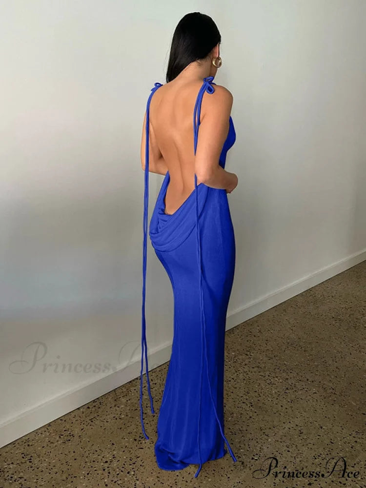 Lace-up Backless Dress S / Purple