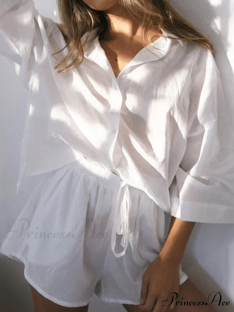 Lace Up Buttoned Trendy Denim Bandeau Top White / S