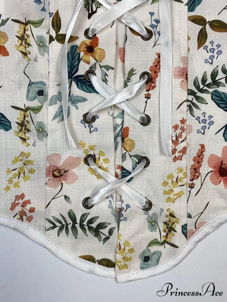 Lace Up Floral Trendy Black Mini Dress