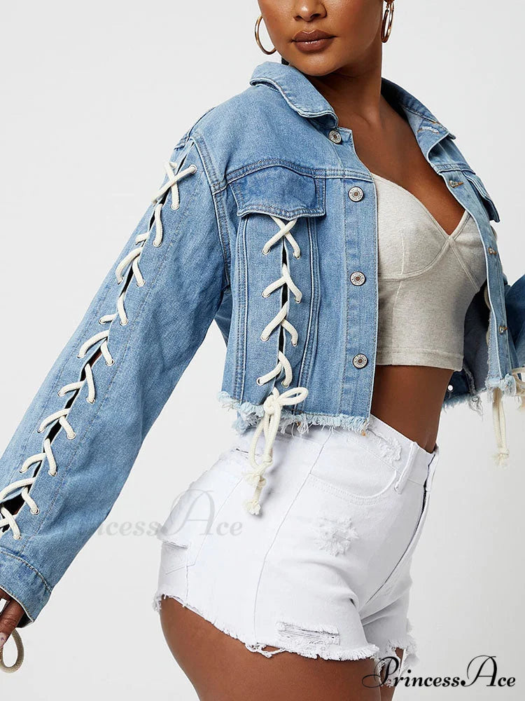 Lace Up Graceful Cutout Skinny Jeans