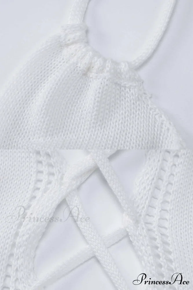 Lace Up Hollow Out Knitted Dress