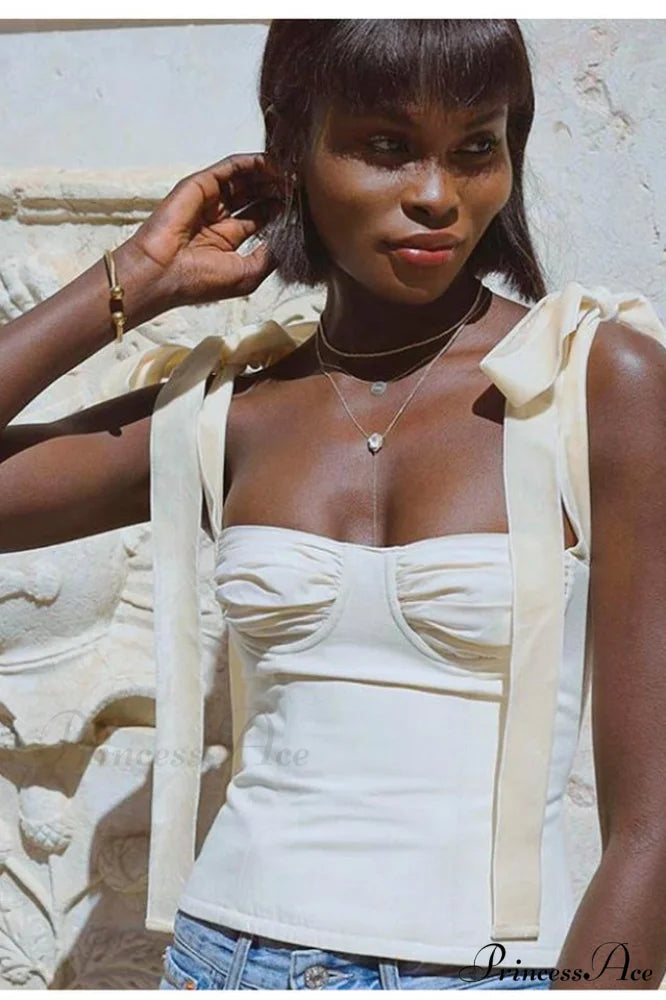 Lace Up Stylish White Tank Top