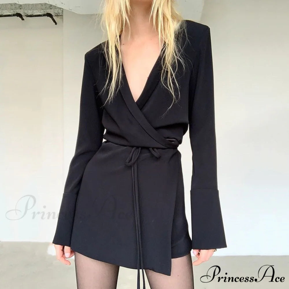 Lace up Wrapped Blazer Dress