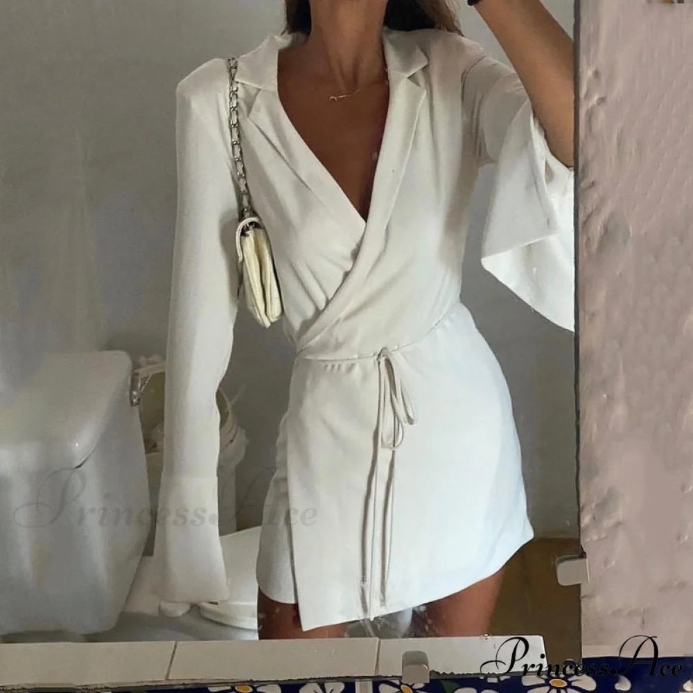 Lace up Wrapped Blazer Dress