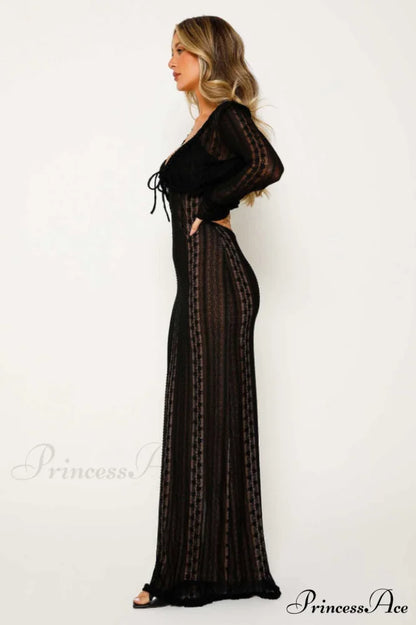 Lace V Neck Charming Slit Two-Piece Dress
