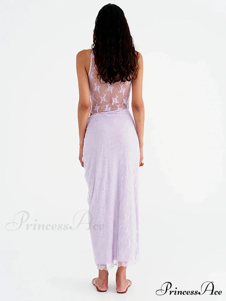 Lace V-neck Skirt Holiday Dress vacationdress-250223