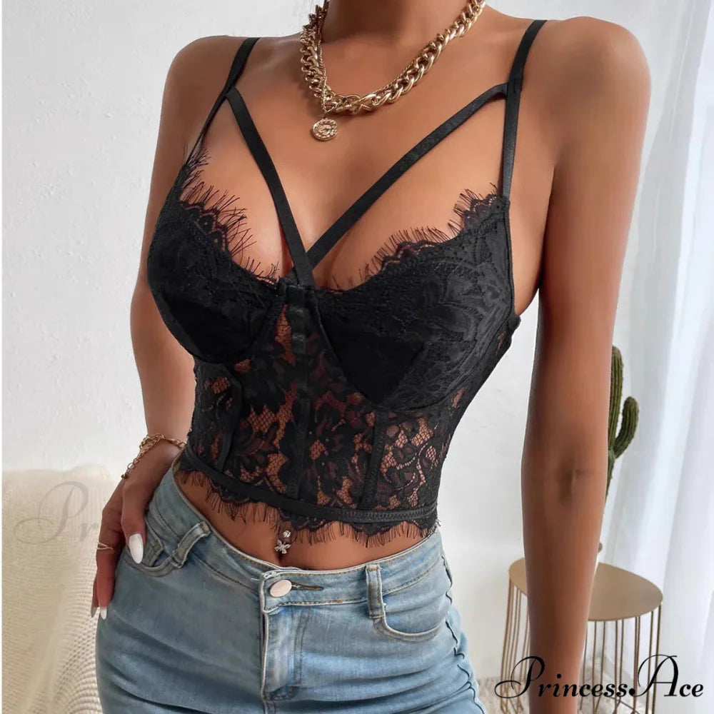 Lace View Spice Girls Halter Corset Top croptop-250126