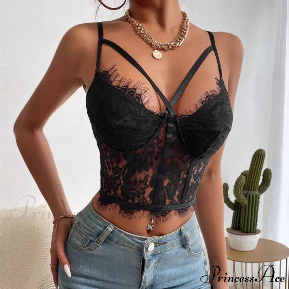 Lace View Spice Girls Halter Corset Top croptop-250126