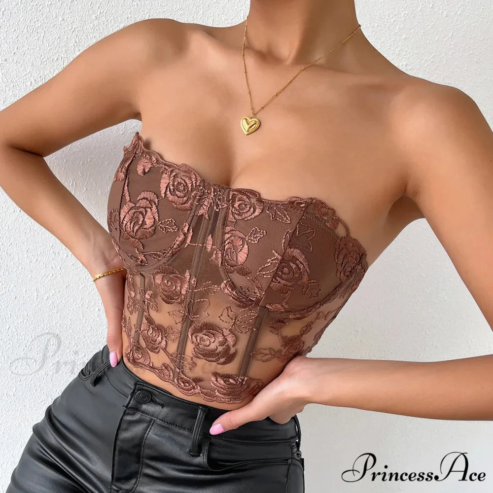 Lacy Floral Open-Back Short Y2K Seductive Crop Top croptop-250126