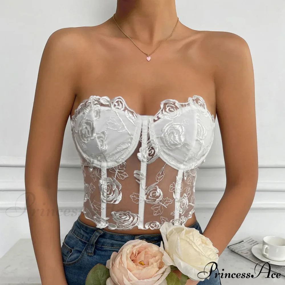 Lacy Floral Open-Back Short Y2K Seductive Crop Top croptop-250126