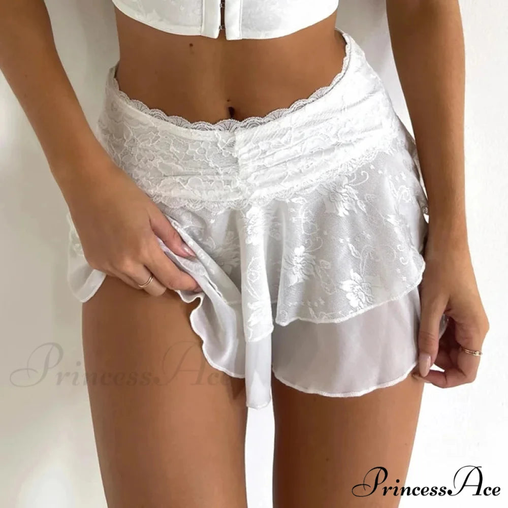 Lacy Flower Festival Rave Skirt WHITE / S skirts-250223