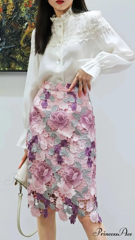 Lacy Flower Slim Skirt for Women skirt-250126