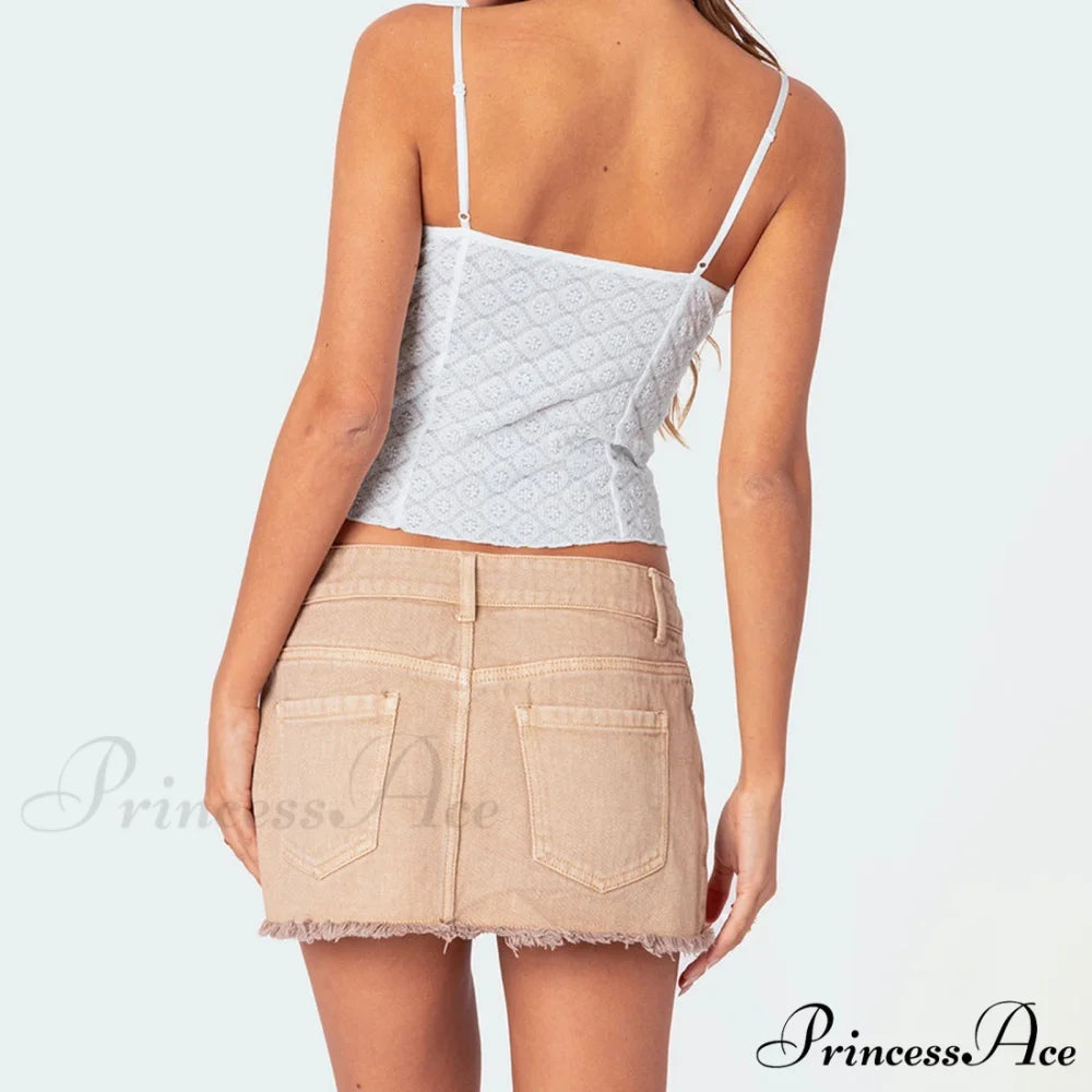 Lacy Flower Spaghetti Crop Top croptop-250223