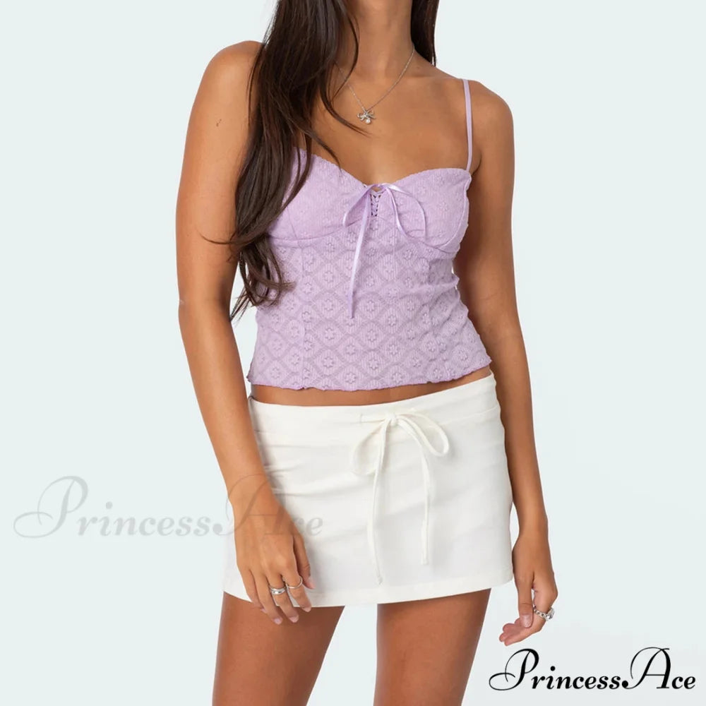 Lacy Flower Spaghetti Crop Top croptop-250223