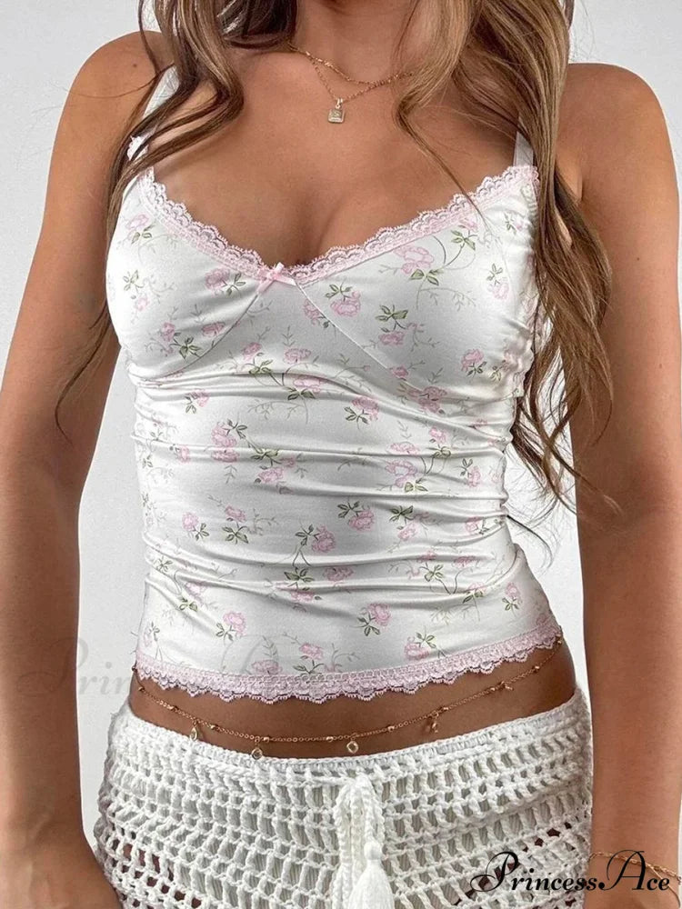 Lacy Flower V-Neck Crop Top croptop-250223