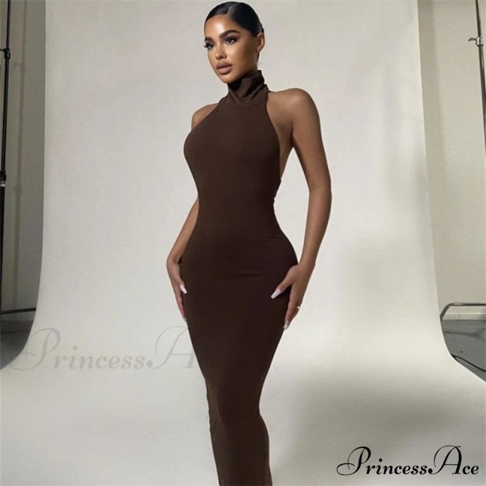 Ladies Club Brown Long Dress Auburn / S