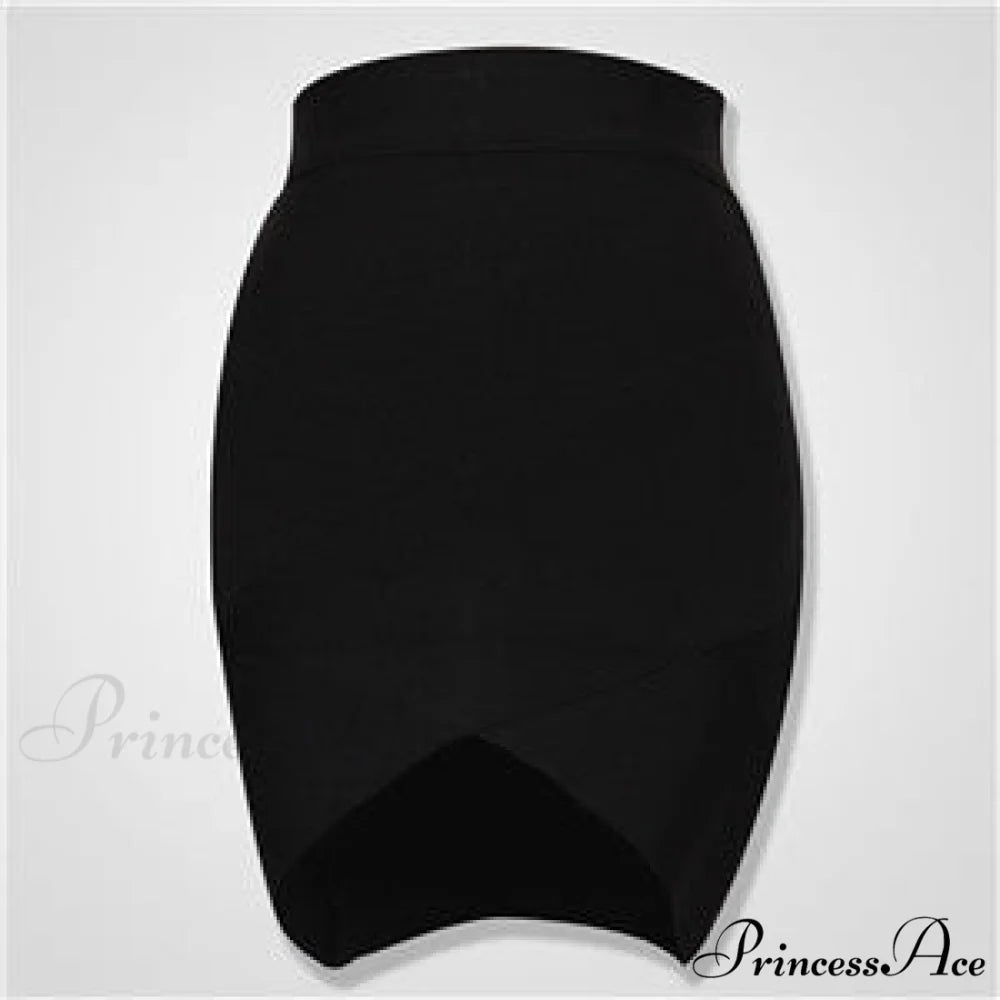 Ladies Rayon Pencil Bandage Skirt Black / XS