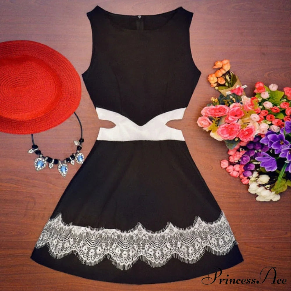 Ladies Sexy Sleeveless Slim Fit Mini Short Dress Black / S