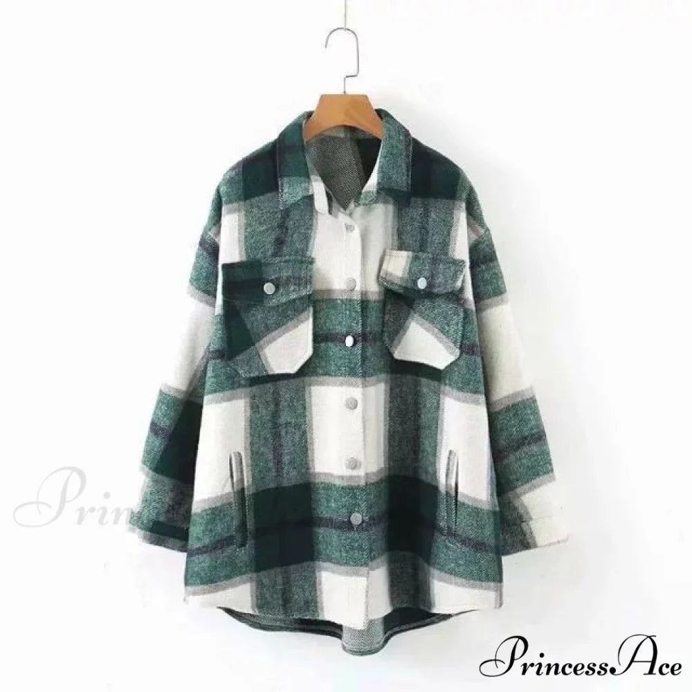 Ladies Thick Turn Collar Plus Size Female Coat Dark Green / XS