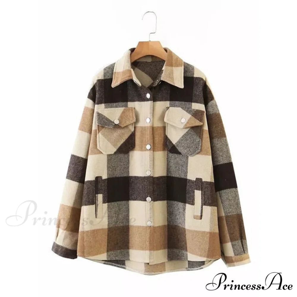 Ladies Thick Turn Collar Plus Size Female Coat Khaki / XS