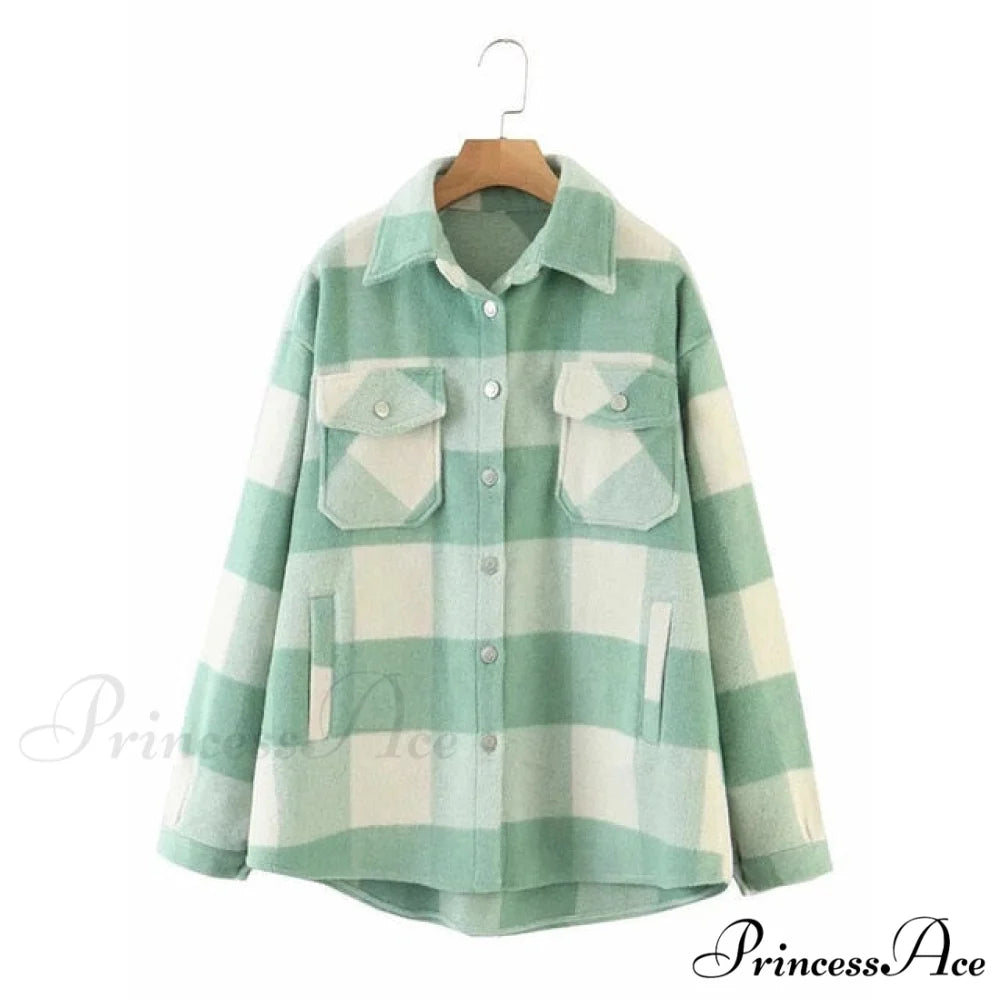 Ladies Thick Turn Collar Plus Size Female Coat Light Green / XS