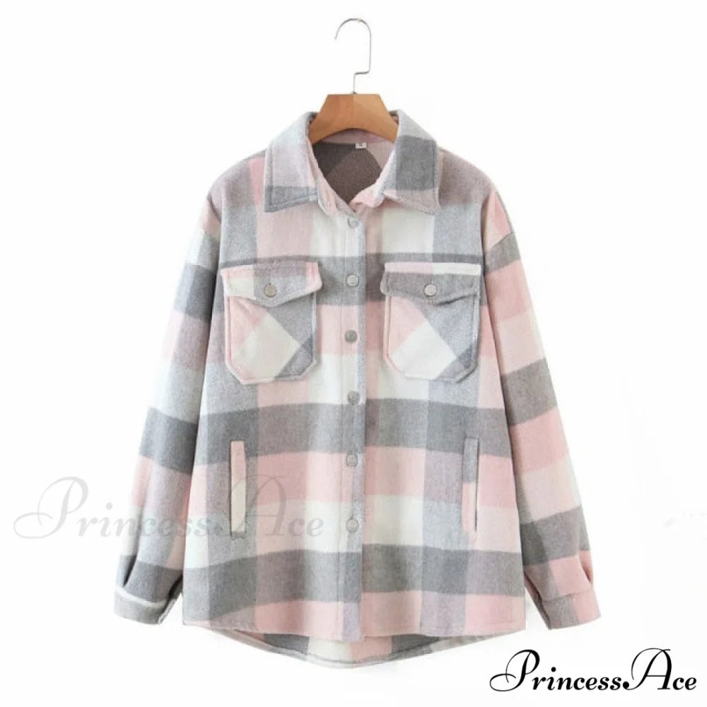 Ladies Thick Turn Collar Plus Size Female Coat Light Pink / XS