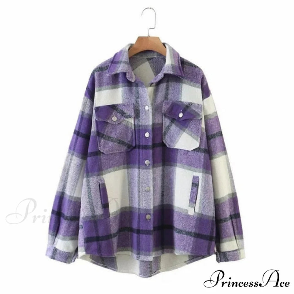 Ladies Thick Turn Collar Plus Size Female Coat Purple / XS
