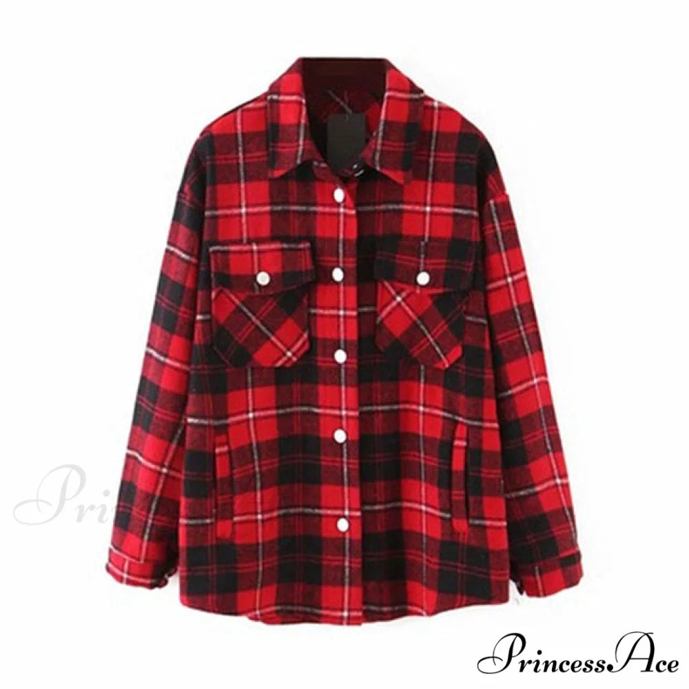 Ladies Thick Turn Collar Plus Size Female Coat Red / XS