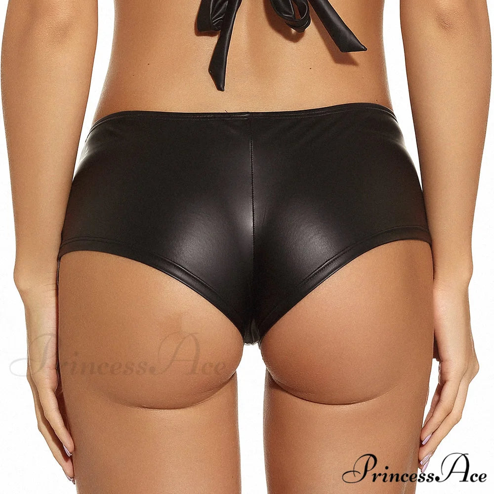 Ladies Wet Look Sexy Mini Shorts
