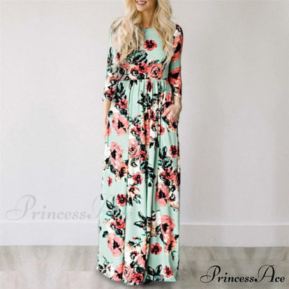 Ladies White Maxi Evening Party Dress Green 1 / S