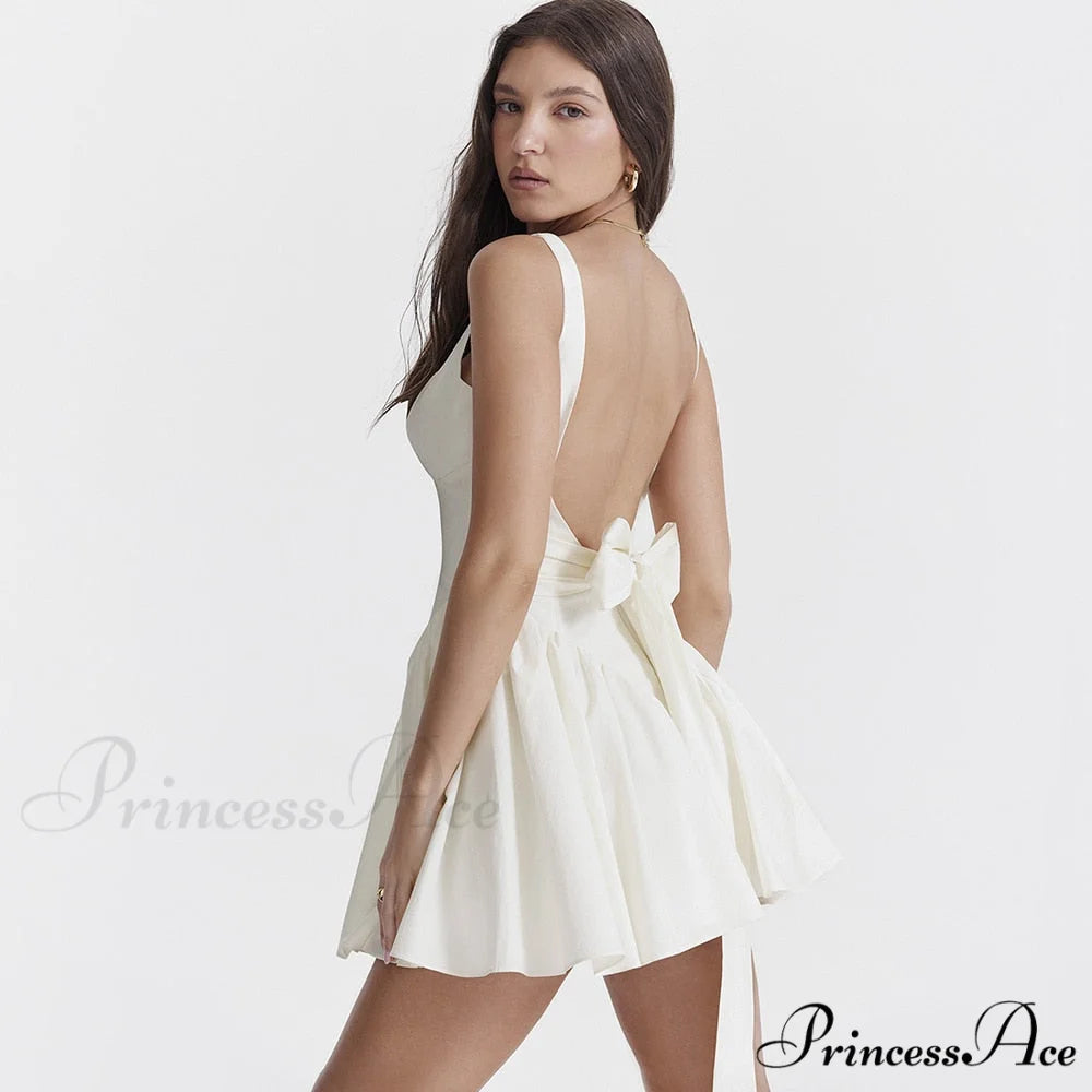 Lana Open Back Mini Graceful Dress with a Bow