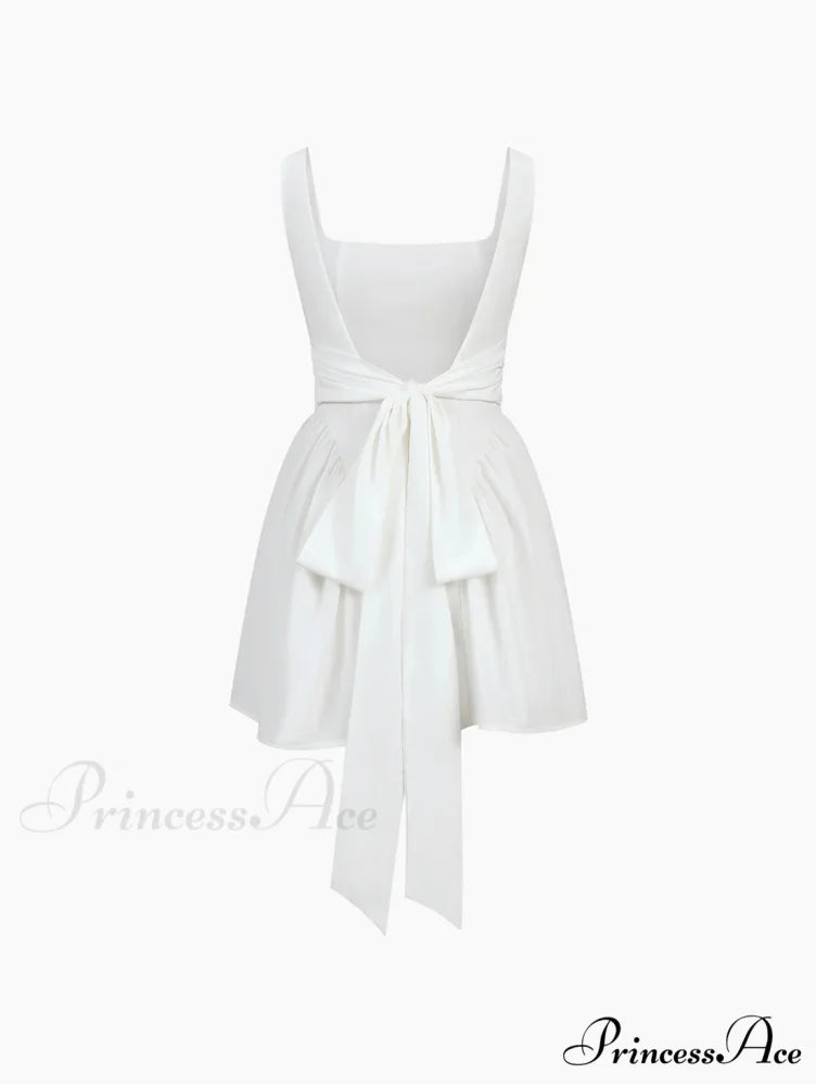 Lana Open Back Mini Graceful Dress with a Bow