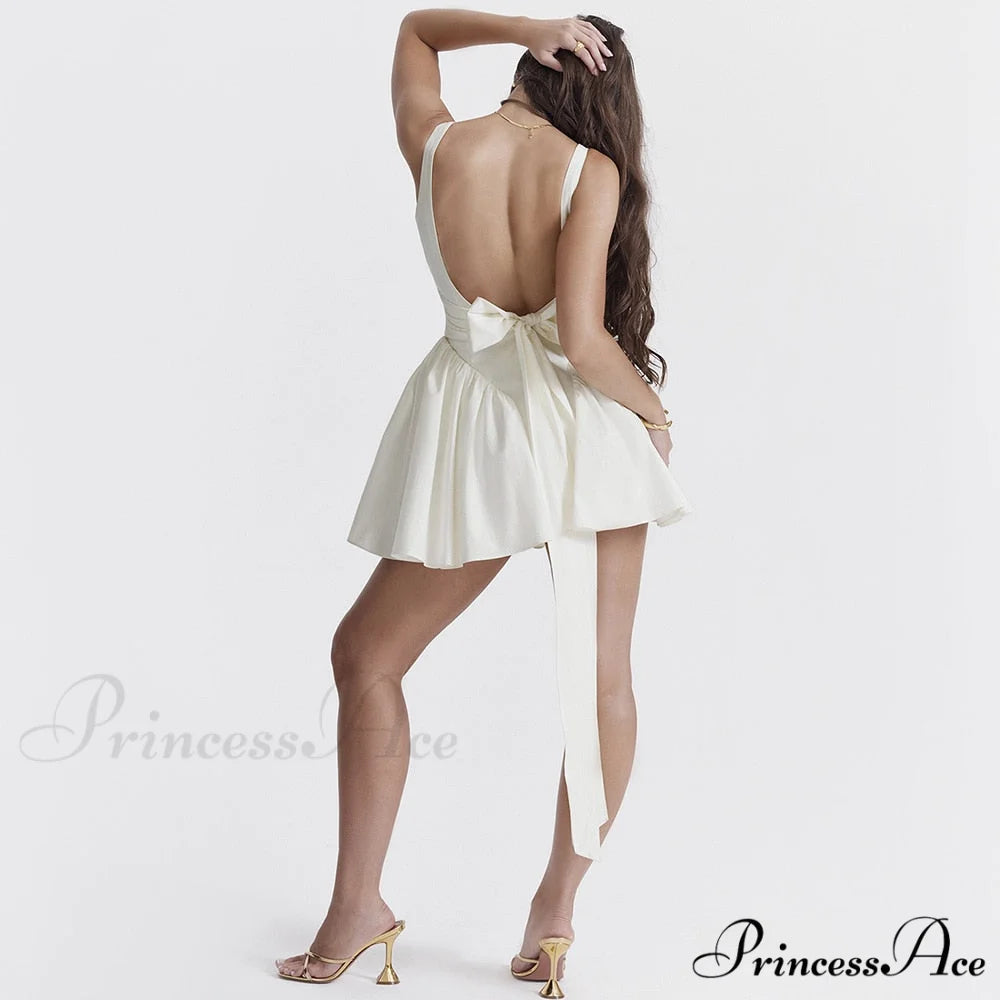 Lana Open Back Mini Graceful Dress with a Bow