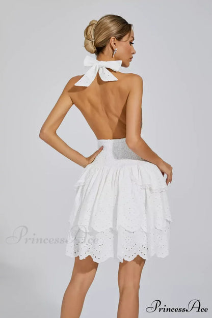 Landry Black Stylish V-neck Halter Dress