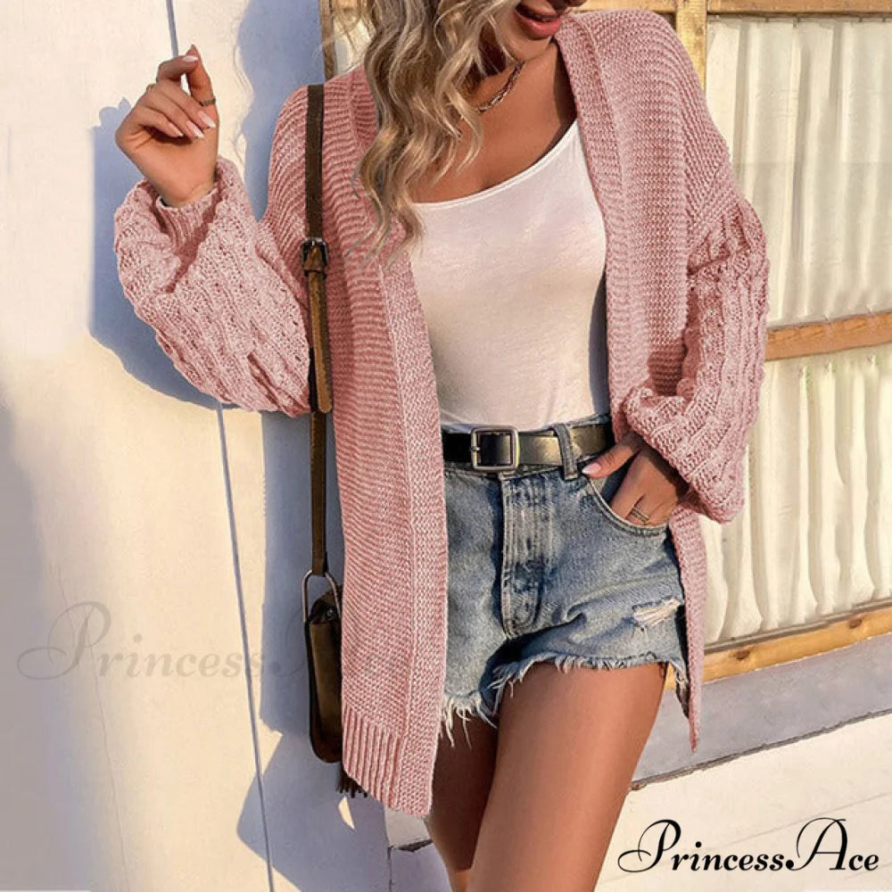 Lantern Arm Cardigan Pink / S