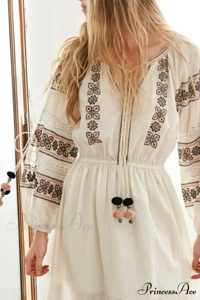 Lantern Extended Sleeve Lace Maxi Boho Dress bohodress-250126